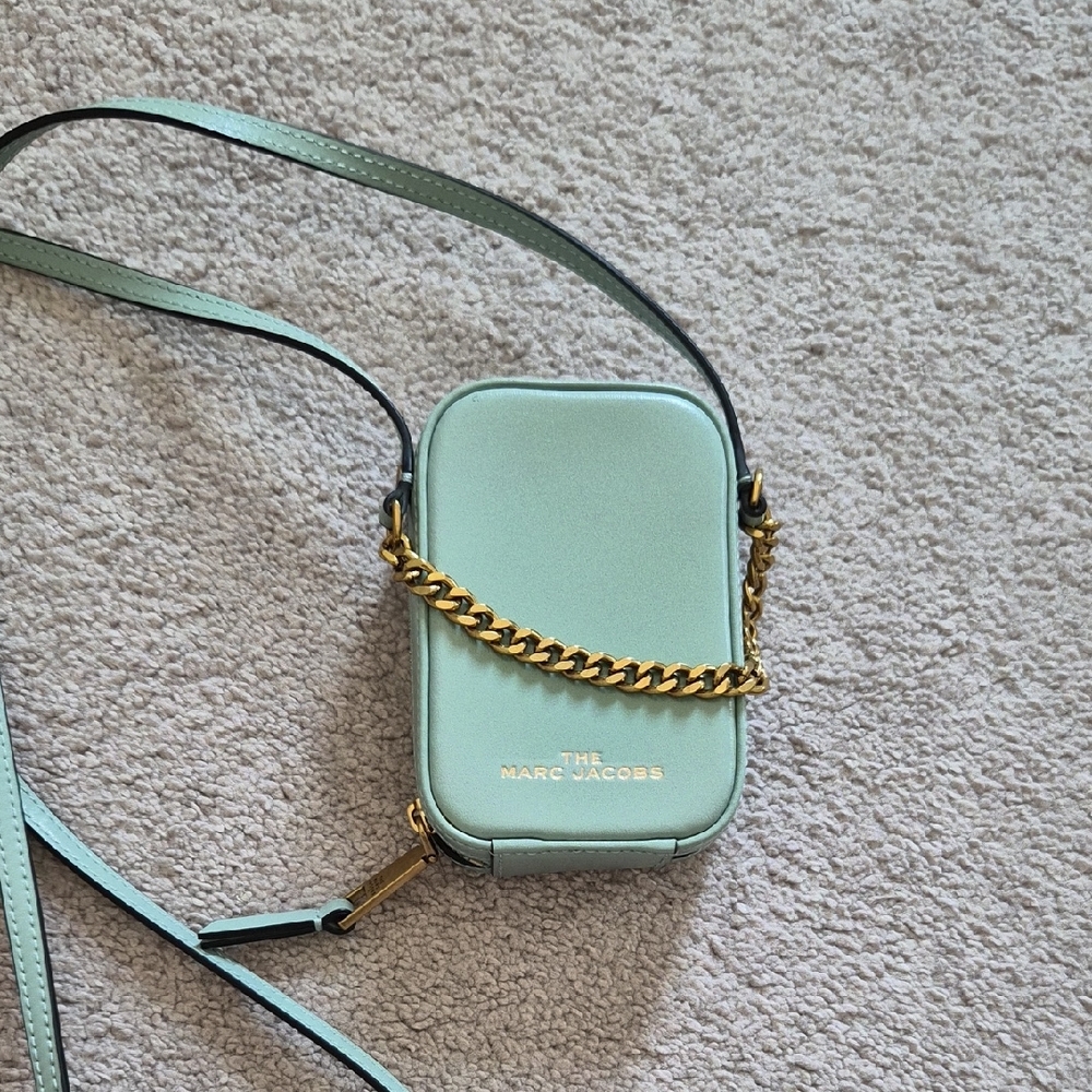 Marc Jacobs Light Green Crossbody Bag with Gold Chain
